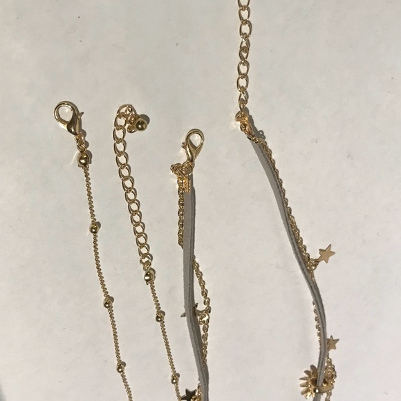 Cute layered choker necklace 2 pcs set stars gold - Picture 6 of 7